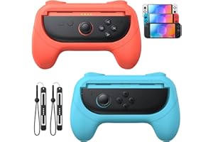 Kinwin Griffe für Nintendo Switch 2 (2025)/ Switch 1 & OLED für Joy-Con, Anti-Rutsch Controller Griffe Kit Zubehör für Mario Kart World/8 Deluxe Spiele JoyCon 2, NS2/NS1 Joypad Halter (Blau-Orange)