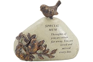 ANGRAVEMEMORIALS Special Mum Robin Bird Memorial Graveside Stone Plaque Ornament