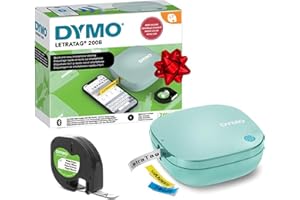 Dymo LetraTag 200B Bluetooth Label Maker | Compact Label Printer | Connects Through Bluetooth Wireless Technology to iOS and Android | Includes 1 White Paper Label Tape | Daydream Blue