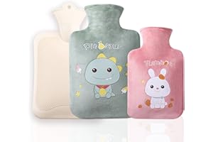 Osuter 2PCS Borsa dell'acqua Calda con Morbida Copertura in Peluche Borsa Acqua Calda 500ML e 1000ML Borsa dell'acqua Calda per Mano Piede Caldo rapido Sollievo dal Dolore e Comfort