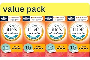 Lil Lets Ultra Tampons Smart Fit Multipack | 4 x 10 Pack (40 Tampons) | Bulk Value Pack, Non-Applicator, Fragrance Free, Vegan | Bundle by MG Living