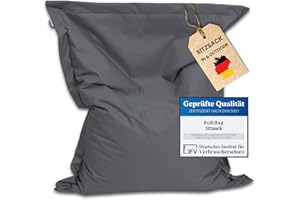 ‎BUBIBAG BuBiBag Riesen Sitzsack XXL mit Füllung, Outdoor Sitzsäcke für Kinder und Erwachsene, Beanbag mit waschbarer Bezug & wetterfest (Anthrazit 190x145cm)