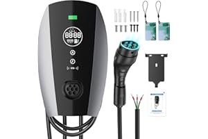 Evjuicion Wallbox 7,4 kw Tipo 2 | 6A-32A | 0-12H | Monofase Colonnina Ricarica Auto Elettrica Rapida con RFID e Display LED Stazione di Ricarica Veicoli Elettrici con 5 Metros Cavo Tipo 2