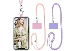 Vauki 2 Unidades Parche paraTeléfono Cadena paraTeléfono Móvil, Correa de Cuello Cuerda para Móvil Colgante Nylon Ajustable Desmontable para la Mayoría de Teléfonos para iPhone Samsung Xiaomi Oro rosa