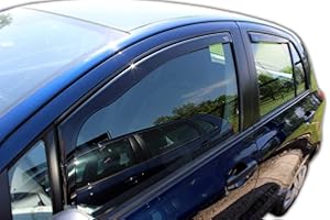 J&J AUTOMOTIVE | Windabweiser Passend Für Yaris 2005-2011 Fließheck, Heko Regenabweiser, Schwarz, Getönt, Set 4-Teilig, Vorne, Hinten, Aerodynamisch, Einfache Montage