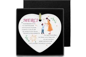 LERDRTUIN Idee Cadeau Maitresse d'école Fin d'année Merci Maitresse - Céramique Plaque Murale Décorative Boîte Cadeau pour Maitresse d'ecole Cadeau Creche Fin d'année Cadeau Maitresse d'école Original Utile