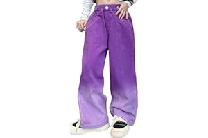 SEAUR - Girls Jeans Wide Leg Jeans Baggy Trousers Kids Denim Pants Mid Waisted Loose Straight Jeans Cute Age 4-15 Years
