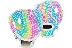 AUSLETIE Kids Baseball Glove, Softball Gloves, Kids Girls Toddlers Baseball Softball Mitt, 9''-10.5'' T-Ball Glove for Training and Beginner Play, Left Hand Glove, Right Hand Throw