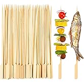Lanjue 200 Pieces Bamboo Paddle Skewers 25CM, Flat Burgers Sticks Children Kids Wooden Fruits Picks Cocktail Barbecue Kebabs 