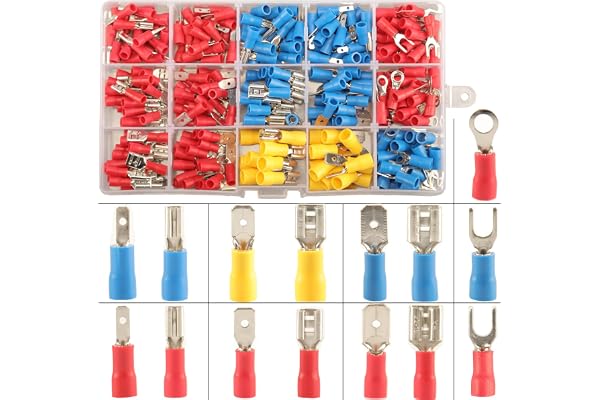 Cosses Electriques Isolée a Sertir 280 PCS, kits, Assortiment Connecteurs Ronde Cosses Plates Femelles Cosses Fourches