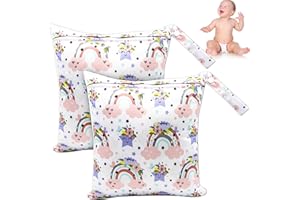 NTGRTY Windeltasche, 2 Stück, Nappy Bags, Wet Dry Bags, Wet Dirty Laundry Bag, Waterproof Dry Wet Bag, Diaper Bag for Babies Swimming Camping Travel Gym Workout Beach (Regenbogen)