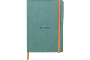 RHODIA 117377C - Water Soft Notebook - A5 - Lined - 160 pages - Clairefontaine Ivory Paper 90 g/m - Bookmark, Elastic Closure - Faux Leather Cover - Rhodiarama Collection