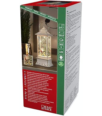 Konstsmide LED Wasserlaterne „Zug“ – Batterie- & USB-betrieben, Mit 5h Timer, Warmweiß, Für Innen, Rot/Grün