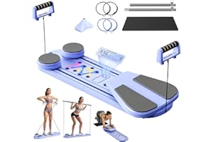 SHOKUTO Pilates Reformer Machine, Foldable Pilates Board at home with Auto Rebound Ab Roller, 6 in1 Multifunctional Abdominal Board Exercise Machine, Full-Body Workout Mini Pilates Equipment for Women