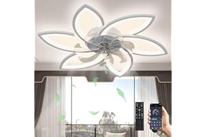 ‎REVNEEY LED Deckenventilator Mit Beleuchtung, 66W Dimmbar (3000K-6000K) Deckenleuchte Mit Ventilator, Leise Reversibel Deckenventilator Mit Lampe Für Wohnzimmer Schlafzimmer Esszimmer Weiß,6 Köpfe 78x15cm