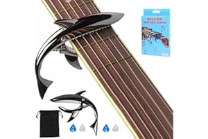 Norhogo Shark Guitar Capo, Guitar Capo for Acoustic and Electric Guitar, shark capo with Two guitar plectrums for 6 String Guitar Has a unique cool beauty with Good Hand Feeling, Black