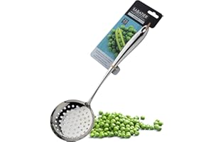 TAYLORS EYE WITNESS Sabatier Professional Large Metal Skimmer - Mirror Polished Stainless Steel Cooking Spoon for Draining Frying Oil, Serving Boiled Veg Or Pasta. Strong Construction. 25 Year Guarantee, Dishwasher Safe