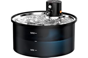 VKIMISS Fontanella per Gatti senza Fili: Fontana per Gatti - 3.2L Fontanella Gatto con Sensore di Movimento - Fontana Gatto Batteria - Dispenser Acqua Gattis con Pila 4000mAh - Acciaio Vassoio per Bere