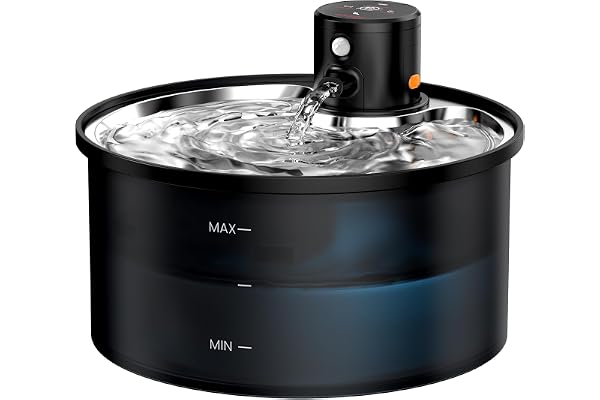 Fontaine a Eau Chat sans Fil: Fontaine à Eau pour Chat avec Detecteur de Mouvement - 3,2L Distributeur Chien Automatique à Pile - Batterie 4000mAh Rechargeable - INOX Plateau D’abreuvement