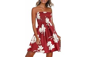 florynova Summer Dresses for Women Beach Coverups Strapless Casual Sleeveless Sundress