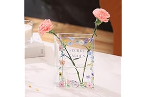 PORPAN Book Acrylic Flower-Shaped Vase, Clear, A Book About Flowers, Modern Decor for Home, Office, Bedroom, Living Room, Dining Table