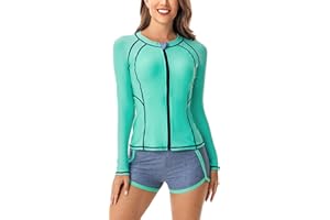 SEAUR Maillots de Bain 2 Pièces Femmes Manche Longue Rashguard Deux Pièces Femme Mode Col Rond Surf Natation Sport Vêtements de Plage