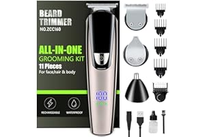 FANHEE Barttrimmer Herren,Rasierer Herren Elektrisch mit Akkuanzeige,All-in-1 Nasenhaartrimmer/Bartschneider/Trimmer/Haarschneider Herren 120 Min Laufzeit,Gesicht Nase Körper-23 Einstellungen 0.8-12mm,IPX7