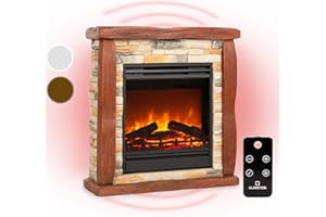 Klarstein Chimenea Electrica Bajo Consumo Pared, Estufa sin Leña de Interior, Chimeneas Electricas Decorativas 1800W, Llama LED, Chimenea Decorativa con Mando, Temporizador y Efecto Real Troncos