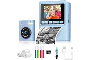 TZZULSX Kids Camera Instant Print, 1080P Instant Print Camera for Kids Christmas Birthday Gifts with 32GB Card & 4 Rolls Photo Paper, Kids' Digital Cameras Games Music Player for Boys Girls