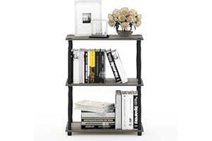 Furinno Toolless Shelves, Wood, French Oak Grey/Black, one size, 3 Tier