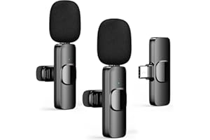 HZBWCO USB-C Kabelloses Lavalier-Mikrofon, 2,4 GHz, Plug-Play, Mini-Ansteckmikrofon für Vlogging, Video, Podcast, Interview, YouTube-Aufnahme - 2 Mic
