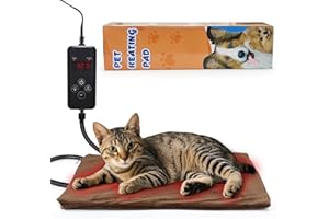 NAMOTEK Pet Heating Pad Adjustable Temperature with Timer, Waterproof Heated Mat with Chew Resistant Cord, Auto Power-Off Electric Indoor Pet Heat Pad for Dogs and Cats