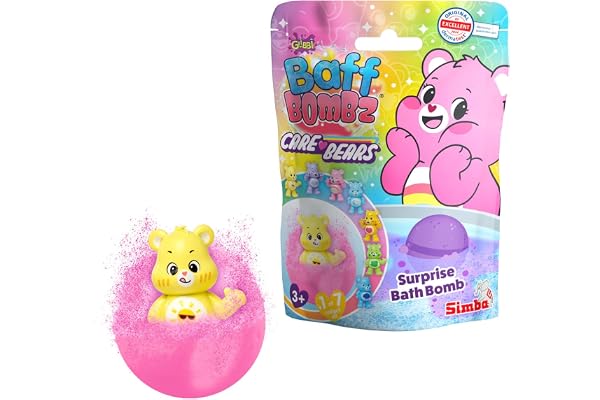 Glibbi Care Bears Surprise, lyckobjörn badbomb i 1 av 4 färger, med överraskningsfigur, samlarfigur, 100 g, från 3 år