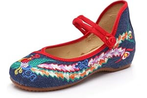 YUNPENG Chinese Traditional Embroidery Flats Shoes Women's Girl Mary Jane Ballet Yoga Shoes Rubber Sole