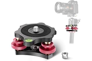 NEEWER Stativkopf Nivelliersockel, Kamera Nivelliergerät, 3 Achsen Dreiradkopf aus Flugzeugaluminiumlegierung, 3/8" Gewinde, -5° präzise Winkeleinstellung für Makro Panoramafotografie, LP64