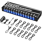 LEKATO Gitarre Pedal Netzteil, 12 Isolierte Ausgang für 9V/12V/18V, Effektpedal-Netzteil mit Kurzschlussschutz für E-Gitarre 