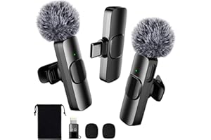 BYbrutek Bezprzewodowy mikrofon krawatowy, lavalier, z adapterem lightning i torbą do przechowywania, do iPhone’a, iPada, telefonów z Androidem, mini, do wideo i podcastów, z redukcją szumów