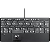 Perixx PERIBOARD-538 DE, Kompakte Kabelgebundene USB-Tastatur mit Trackball, Scherenmechanik-Tasten, 2 USB-Hubs, Nummernblock