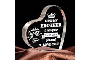 ELEQUAINT Brother Birthday Gifts,Brother Gifts from Sister - Premium Heart-shaped Acrylic Plaque - Great Gifts for Brother on Birthday, Fathers Day, Wedding,Christmas, Chic Brother Home Decor Keepsake