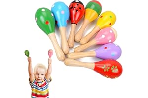 YREYBN 4 Pcs Baby Maracas, Maracas, Maracas Baby, Rattles Sand Hammer Baby Music Rattles Shaker Wooden Rattle Toys Colourful Cute Rattles Shaker Early Education Instrument Toy For Kids (Random Color)