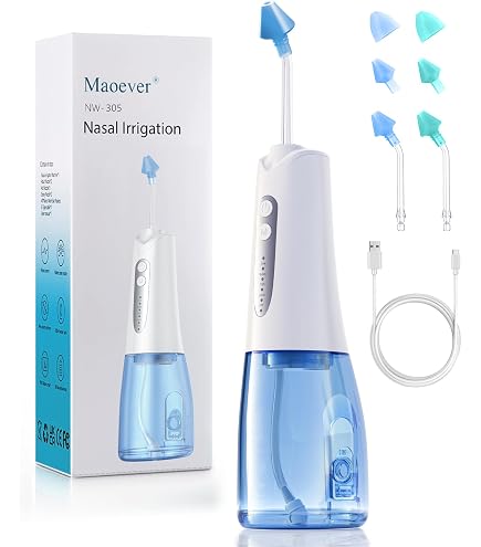 Neti Pot Sinus Rinse Nasales Bewässerungssystem,kabellose Nasenspülmaschine Zur Linderung Von Sinusbeschwerden Und Nasenpflege (ohne Salz Mit 3 Tipps