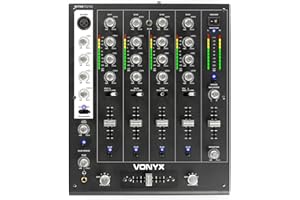 VONYX Skytec STM-7010 Table de Mixage DJ 4 Canaux, USB, Jack 3,5, Interrupteur Talkover, Crossfader Remplaçable, Sortie Booth Réglable, Console de Mixage Haut de Gamme