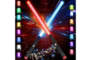 Glovios Sabre Laser 2 Pièces, Rechargeables Sabre Laser pour Enfants RGB 15 Couleurs, Epées Laser Rechargeable avec Effets sonores FX, Jouet pour Enfants, Halloween, Jeu de rôle Guerrier Galactique