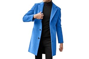 CARGIS Men's Plain Lapel Single-breasted Fashion Trench Coat Coat Overcoat,Mens Trench Coa