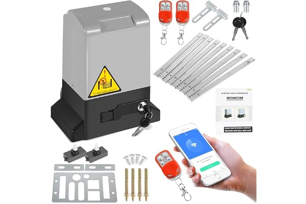 Jaxguom 370W Motorisation Portail Coulissant Ouvre Porte Coulissant max 800KG, Bluetooth WIFI Moteur Électrique de Portail Automatique for Garden, Garage Door