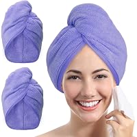 2x Mikrofaser-Haartücher Für Damen – Extra Groß (101x61 Cm), Super Saugfähig, Mit Elastischem Band (Grau & Pink)