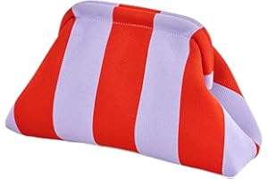 Lebartm Unterarmtasche Clutch Geldbörsen Gewebte Häkelhandtaschen Knödel handgemachte Colorblock Clip Tasche für Damen Sommer Reise Strand Tasche-Orange & Weiße Streifen