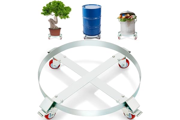 VEVOR Vagn, 250 l, transportvagn av kolstål, metall, rullbräda, innerdiameter Ø 607 mm, tunnelvagn, med 4 universella hjul, rullvagn, transportvagn för transport av tunna, upp till 454 kg