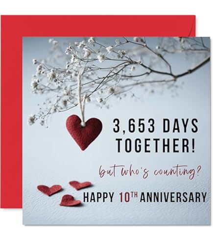 Hunts England - 10th Wedding Anniversary Card - 10 Years Together