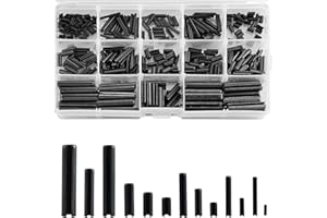 GUDQVOZIHG Juego de 460 pasadores de resorte ranurados de acero, tacos de resorte divididos, juego de accesorios de metal, surtido de accesorios de metal, tamaños mixtos M1.5 M2 M2.5 M3 M4 M5 M6 negro con caja